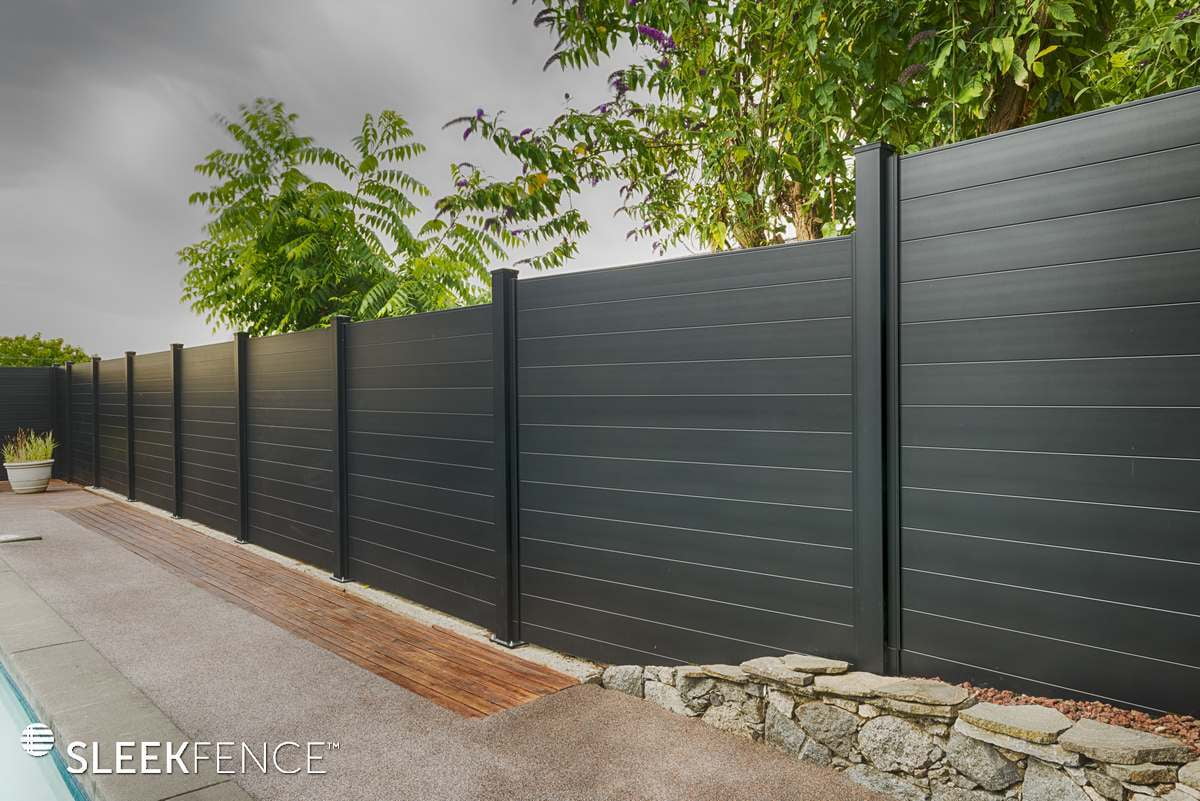 sleek black privacy fence